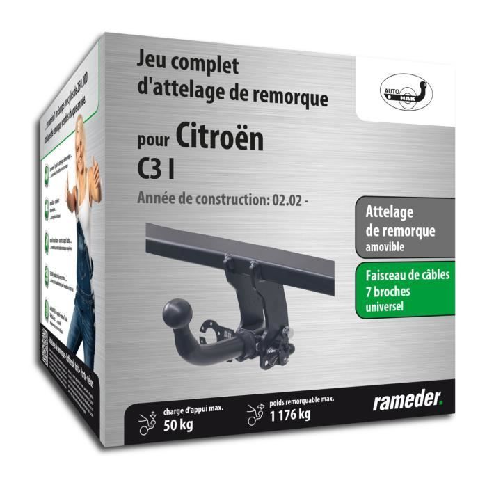Gancio di traino rimovibile AUTO-HAK per Citroën C3 I, completo di cablaggio a 7 pin - anno di produzione 02.02