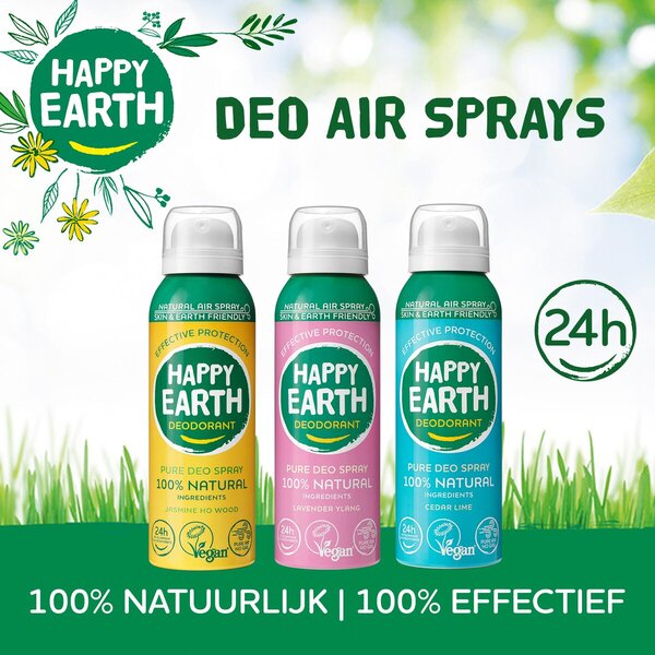 Déodorant en spray Happy Earth 100 % naturel au cèdre et au citron vert<br>100 ml