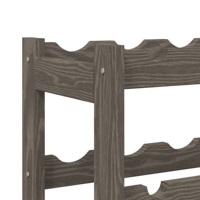 vidaXL Bottle Rack for 30 Bottles, Grey, Solid Pine Wood, 373380