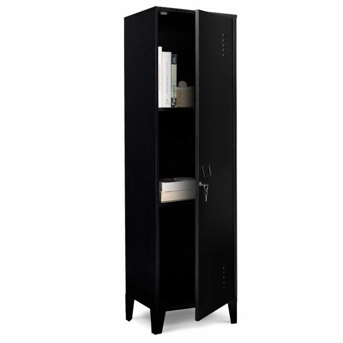 Armadietto industriale IDMARKET ESTER a 1 anta in metallo nero.
