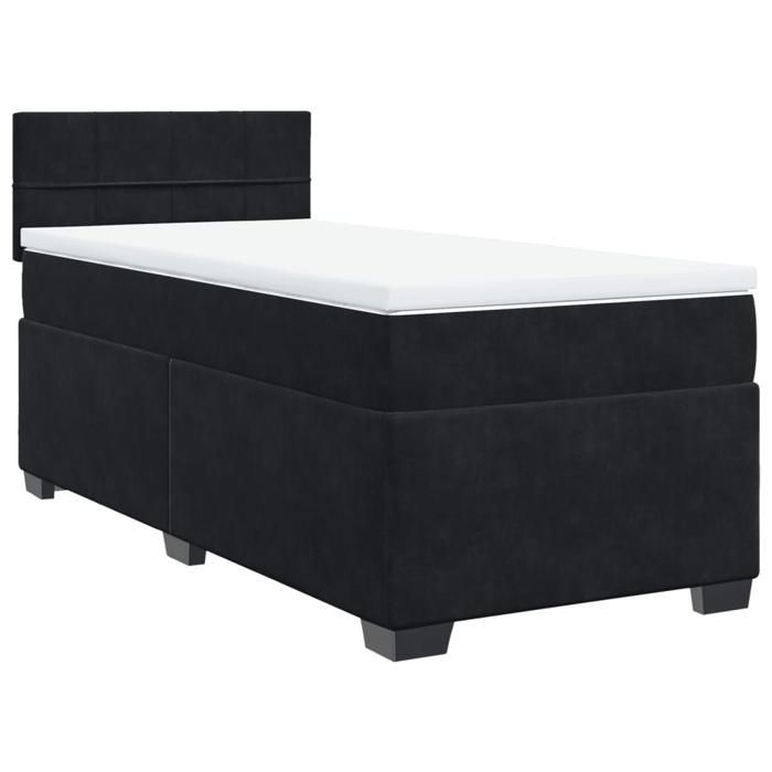 Struttura letto con materasso - Maison Exclusive - Nero - 80x200 cm - Velluto - Massimo relax