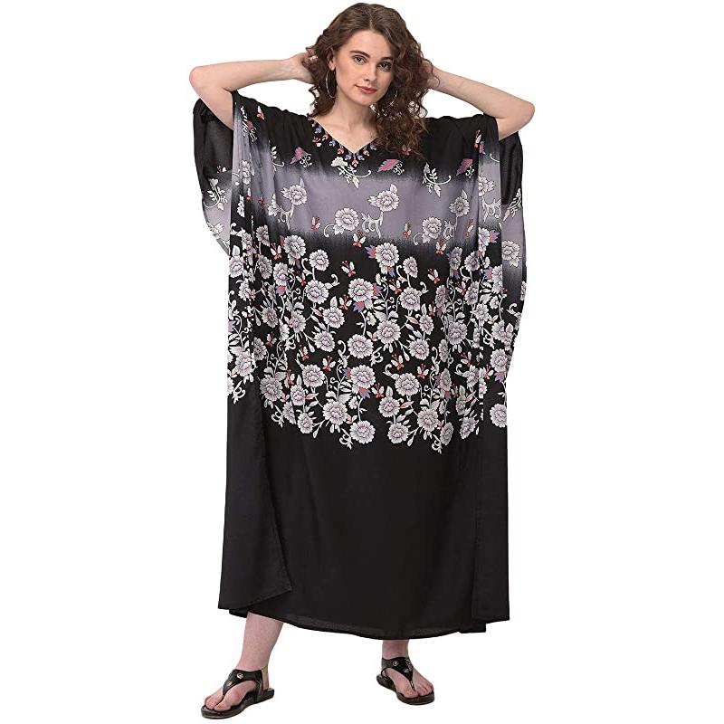 Robe maxi longue imprimée style caftan, robe de plage grande taille pour femme, robe de soirée