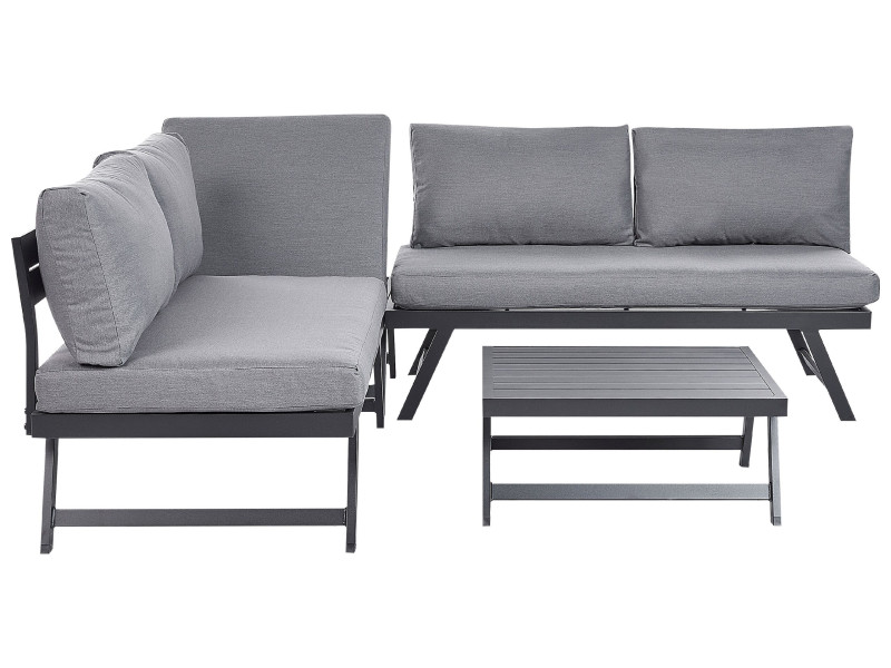 Zestaw ogrodowy 5 osobowa sofa szara z poduszkami