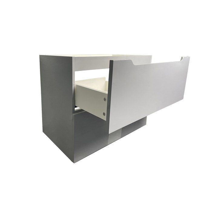 Mueble de baño suspendido con lavabo individual y columna - Gris - 80 cm - STEFANIE