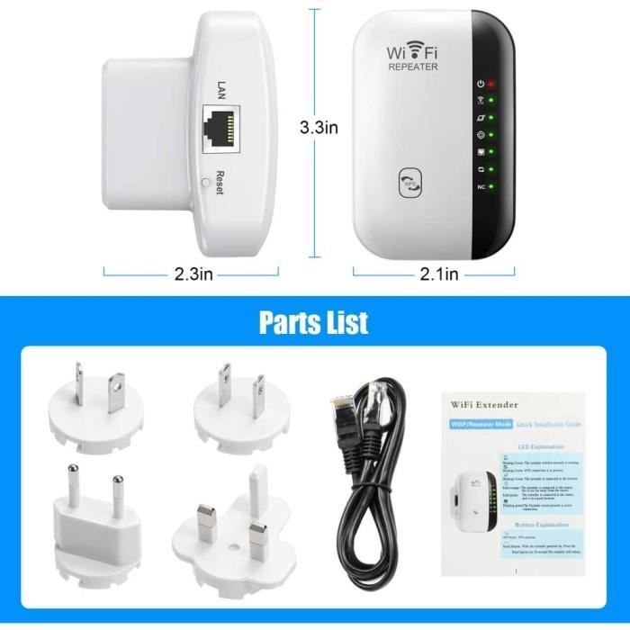 Krachtige draadloze wifi-versterker – 300 Mbps wifi-repeater, wifi-booster, eenvoudig te installeren wifi-extender met WPS-knop[297]