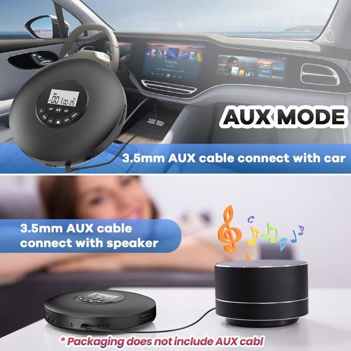 Tragbarer CD-Player – STAMPED – Anti-Skip-Schutz – CD-R/RW-kompatibel – Titelprogrammierung – LCD-Bildschirm