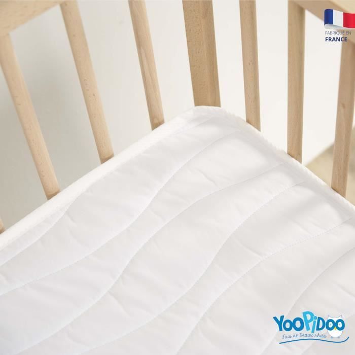Yoopidoo - Colchón para bebé con aire acondicionado - 60x120 cm - 1 lado fresco para verano / 1 lado acolchado para invierno - Libre de químicos