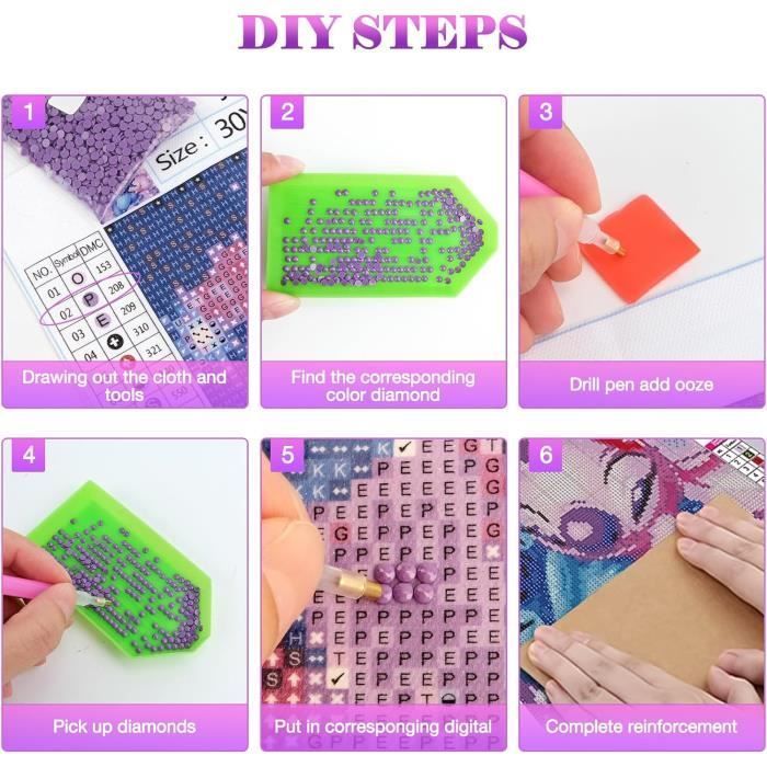 Kit de pintura de diamantes 5D - Hazlo tú mismo - Stitch - Multicolor - Para adultos y niños - Decoración de pared