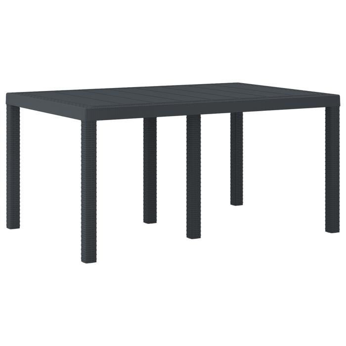 Tavolo moderno da esterno - Tavolo da giardino antracite 150x100x73 cm in polyrattan @FR(239607)