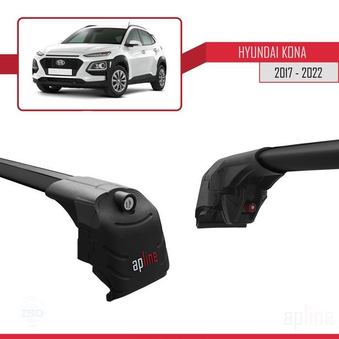 Barras de techo - ACE-2 - Hyundai Kona 2017-2022 - Aluminio - Negro - Carga útil < 300 kg