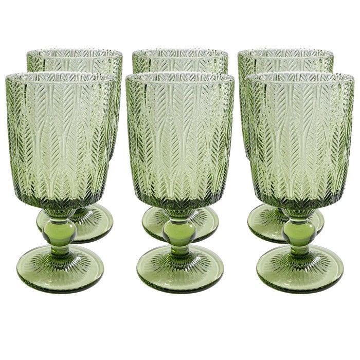 Set di 6 bicchieri da vino Fogli verdi, design Kare