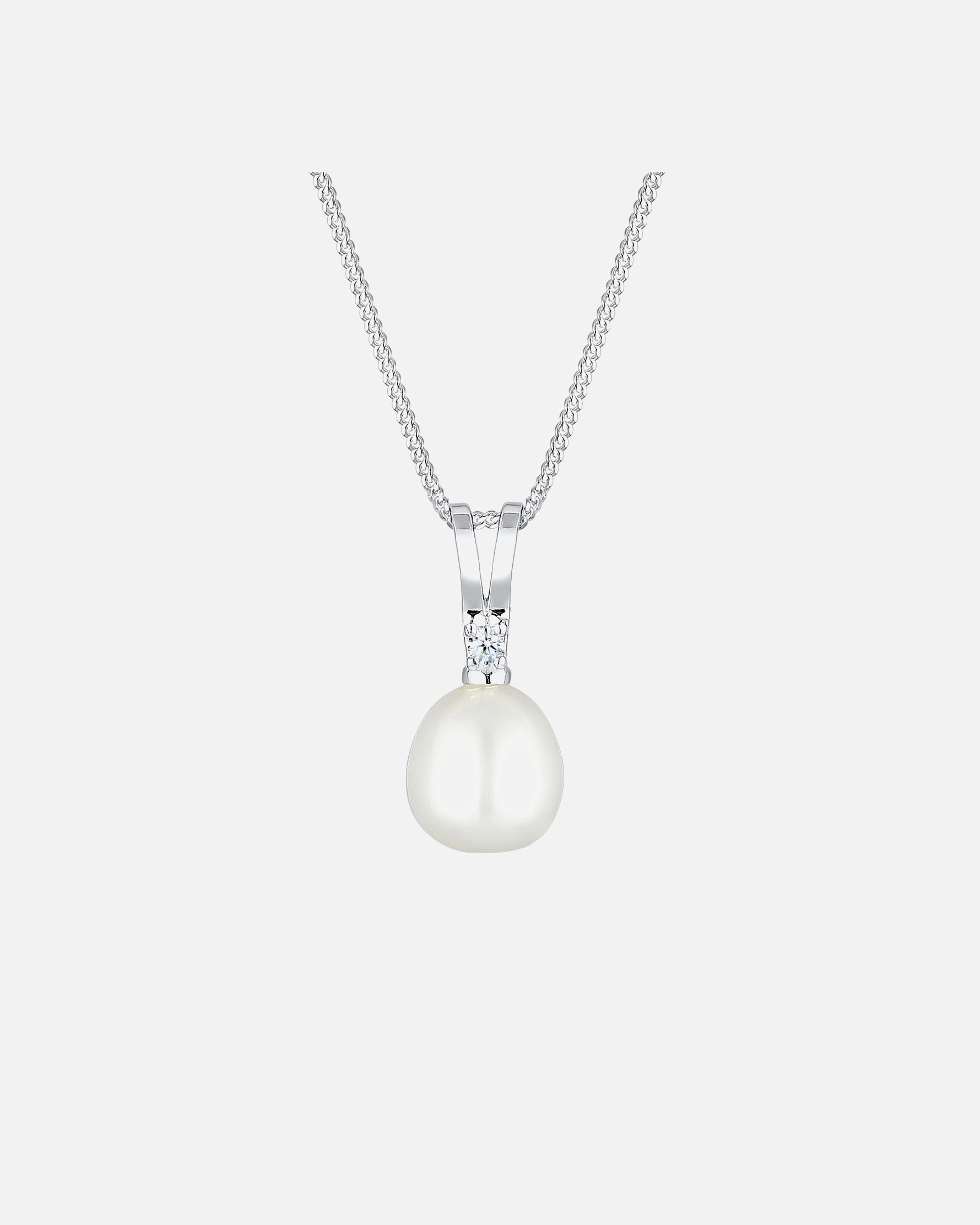 Elli DIAMONDS Femme Pendentif Perle de Culture d'Eau Douce Diamant (0,03ct) (925/1000) Argent