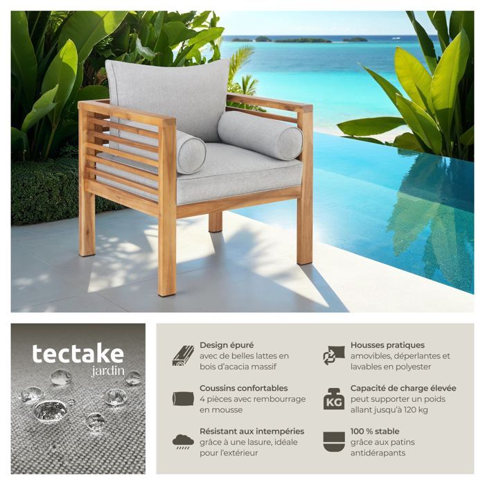 Loungestoelen - TECTAKE - BOKA tuinstoel van gebeitst hout, maximaal draagvermogen 120 kg