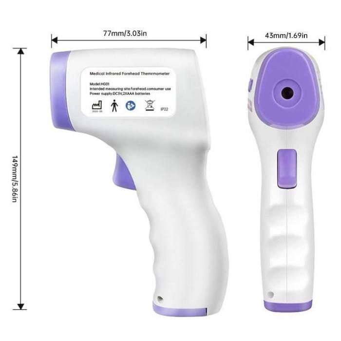 Thermomètre frontal sans contact Thermomètre médical infrarouge blanc THERMOMETRE BEBE