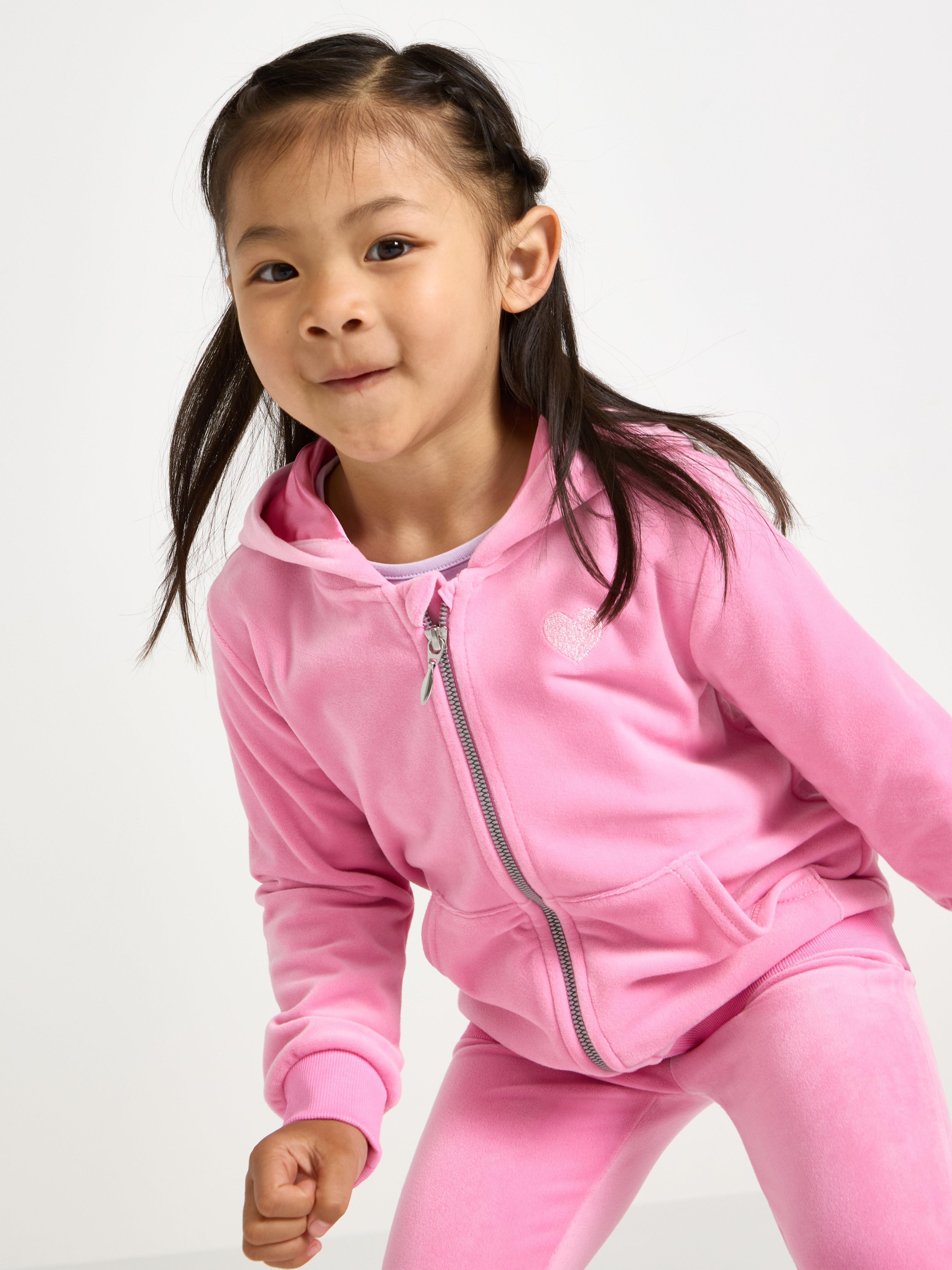 Sudadera con capucha de terciopelo rosa
