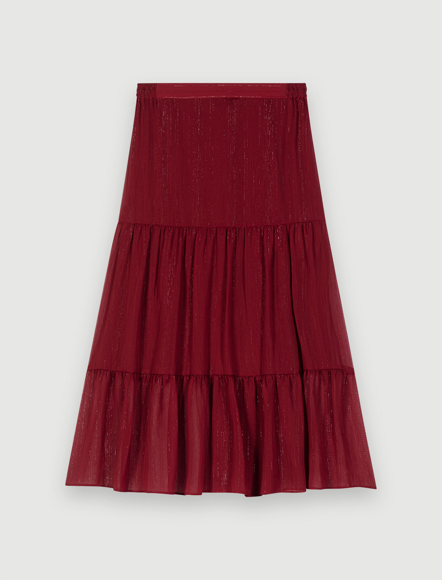 Lange lurex rok - Bordeauxrood