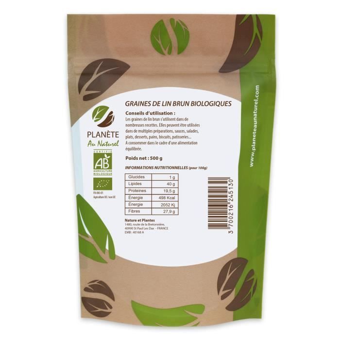 Semillas de lino marrón orgánicas 500 g