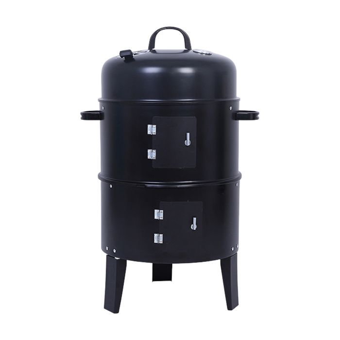 Barbecue Fumoir à Charbon 3 en 1 avec Thermomètre pour le Jardin, le Camping, la Cuisine et les Grillades en Plein Air, 40 x 84 cm