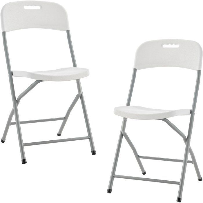 Lot de 2 chaises de réception pliantes - TERRANOVA - 48x44,5xH86 cm - Structure en acier et assise en Polyéthylène PEHD - Blanc