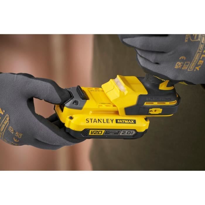 Taladro/atornillador inalámbrico - 18V - STANLEY FATMAX V20 - SFMCD725D2K-QW - Sin escobillas - 80Nm - 2 baterías de 2Ah + cargador de 1,25A