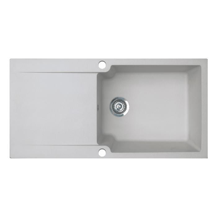 Lisse Évier réversible 1 grande cuve 1 égouttoir en résine - Gris - Essebagno