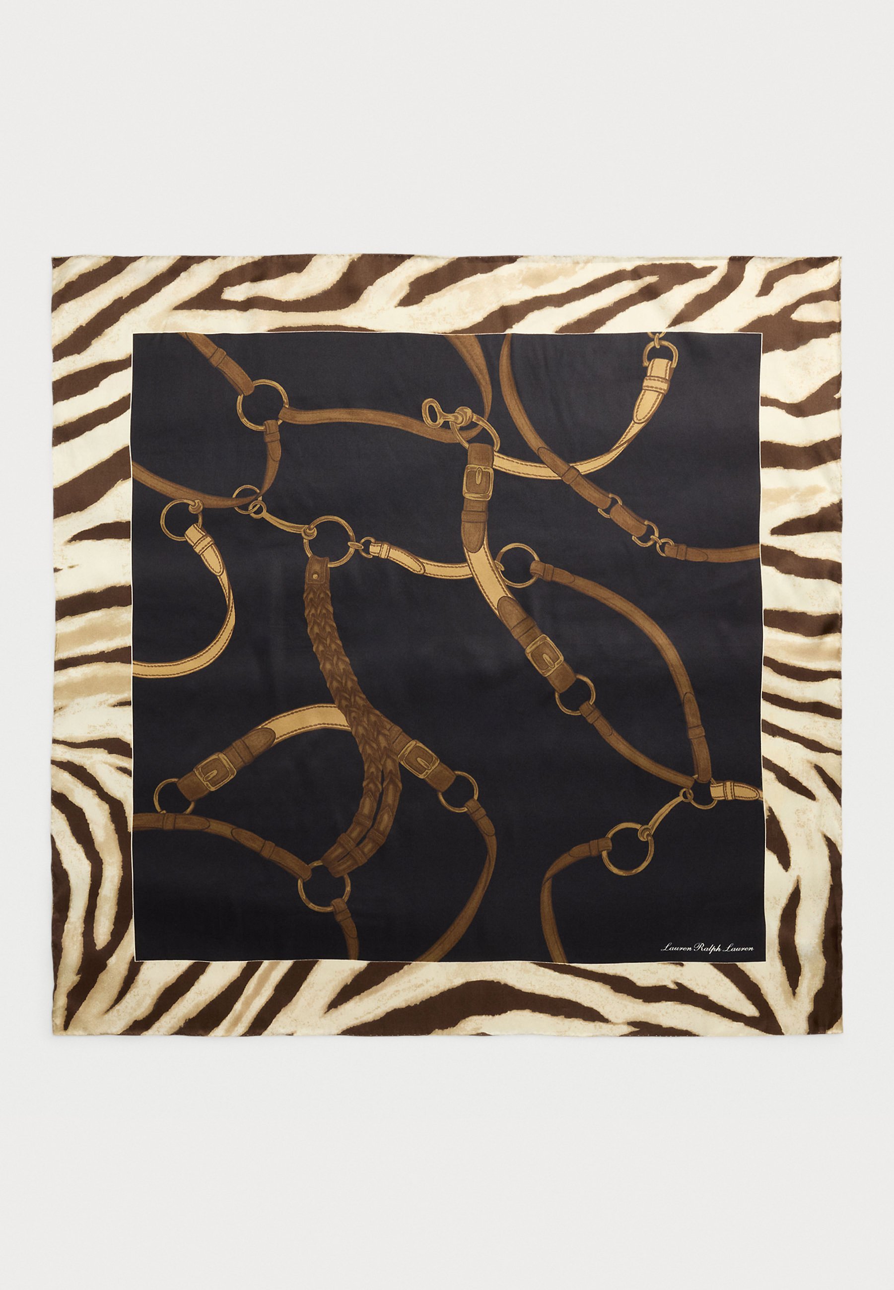 Lauren Ralph Lauren zijden vierkante sjaal met riemprint - Foulard - zwart