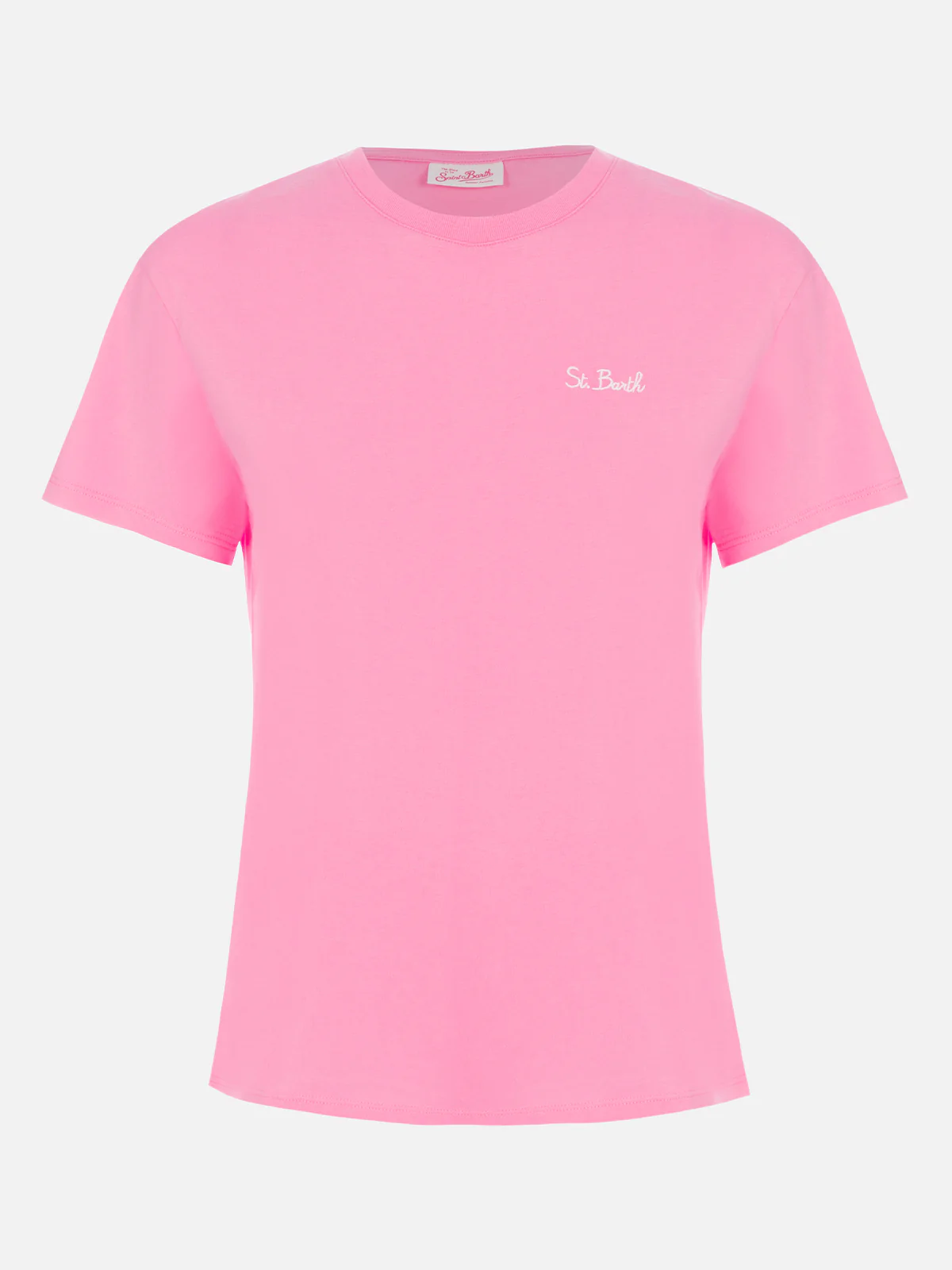 Emilie dames T-shirt met ronde hals van roze katoenen jersey