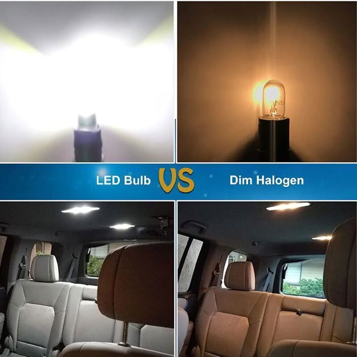 12 bombillas LED para coche 194 con chipset 3030, 2 SMD, T10, 194, 168, W5W, tipo cuña, 1,5W, 12V, para luz de cortesía de matrícula.