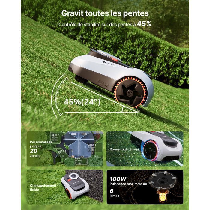 Segway Navimow i208 Robot tagliaerba LiDAR per superfici fino a 800 m² e garage, LiDAR+Vision, mappatura automatica, wireless, senza antenna