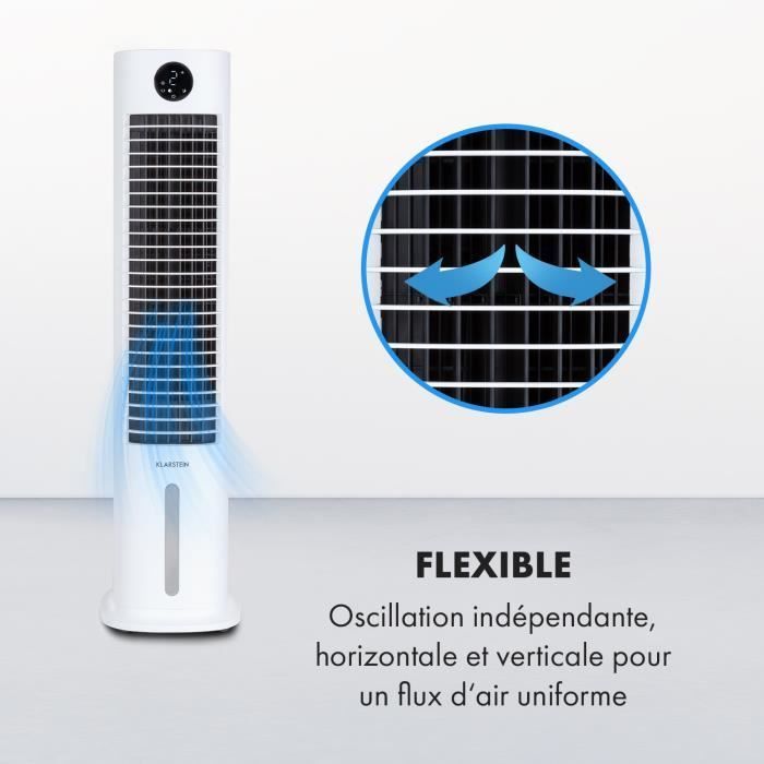 Enfriador de aire - Klarstein Skytower Smart - Ventilador humidificador de aire - Blanco