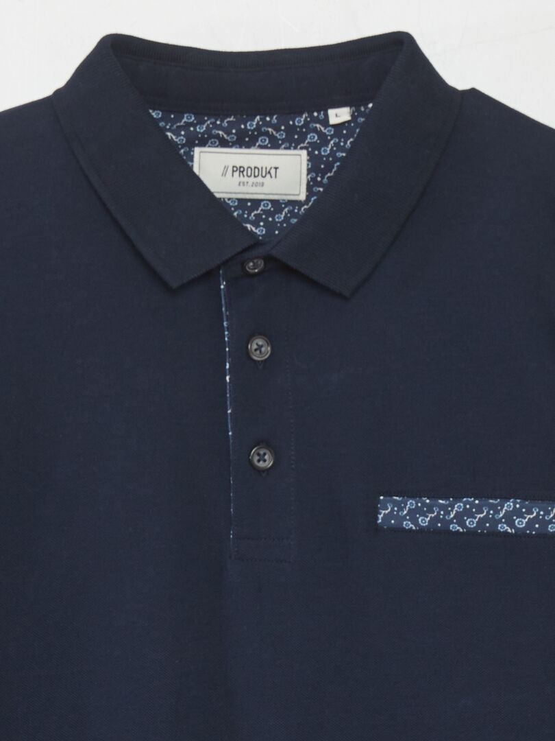 Poloshirt 'Produkt' katoenpiqué - BLAUW