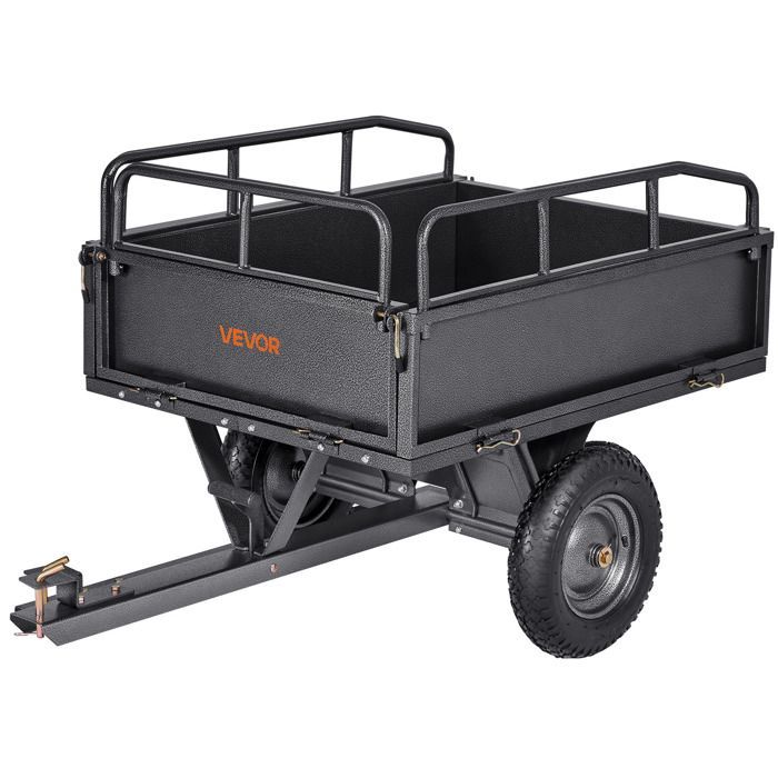 Remolque basculante VEVOR 283L - Remolque de acero para tractor cortacésped - Capacidad de carga 226,8 kg