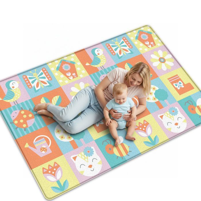 Alfombra de juegos plegable, impermeable y de doble cara para bebés - 200x180x1cm - Alfombra de actividades - Segura para bebés, no tóxica, antideslizante