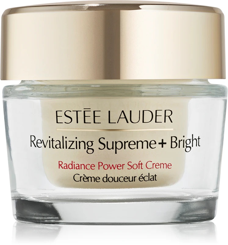 „Estée Lauder Revitalizing Supreme+ Bright Radiance Power Soft Creme“ – atgaivinantis veido kremas, skirtas odos skaistinimui ir glotninimui.