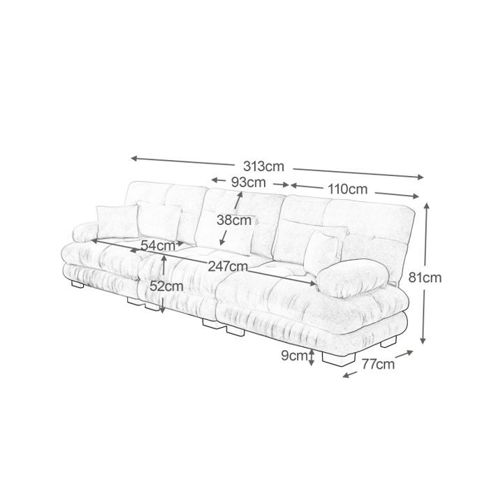 Canapé d'angle modulable - LANGTU - Modulaire 3 places - Assise profonde - Convertible lit - Revêtement chenille marron clair