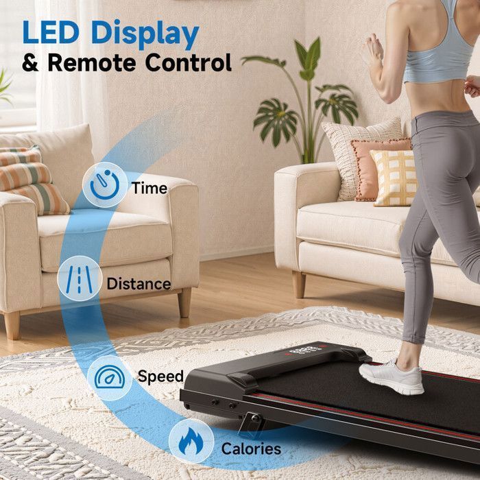 Tapis de course avec  8% d'inclinaison - 3 en 1 Tapis de marche bis 130KG - 1-8 km/h réglable - Surface 38.5 x 90 cm - Noir