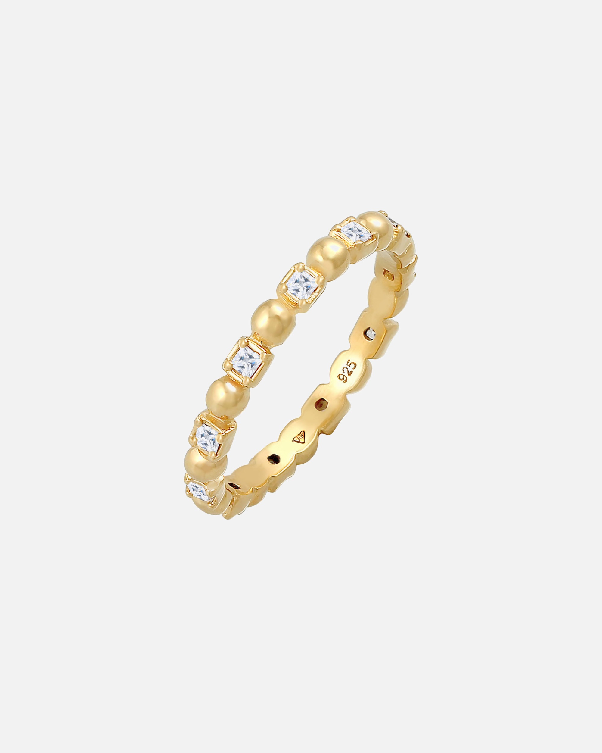 Elli Bague pour dames Boule carrée minimale avec zirconium en argent sterling 925 plaqué or