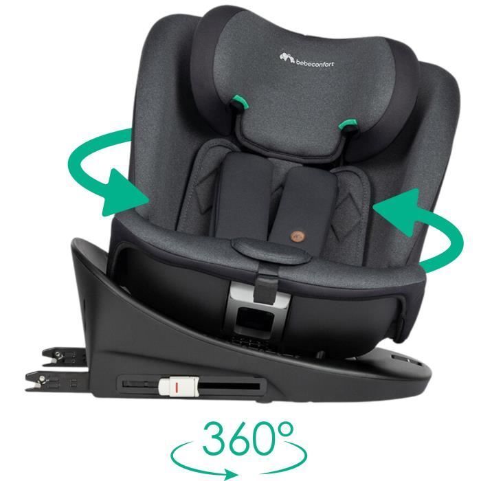 BEBECONFORT EVOLUFIX 360 i-Size konvertibelt svingbart bilsete - Gruppe 0/1/2/3, Isofix - 0 til 12 år (36 kg), 40-150 cm, Tonet svart