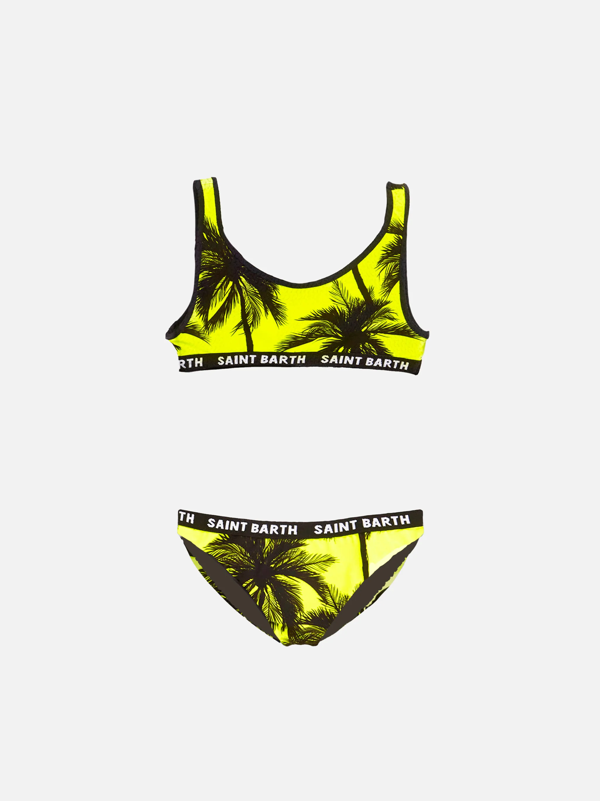Zwarte bralette bikini met palmenprint voor meisjes