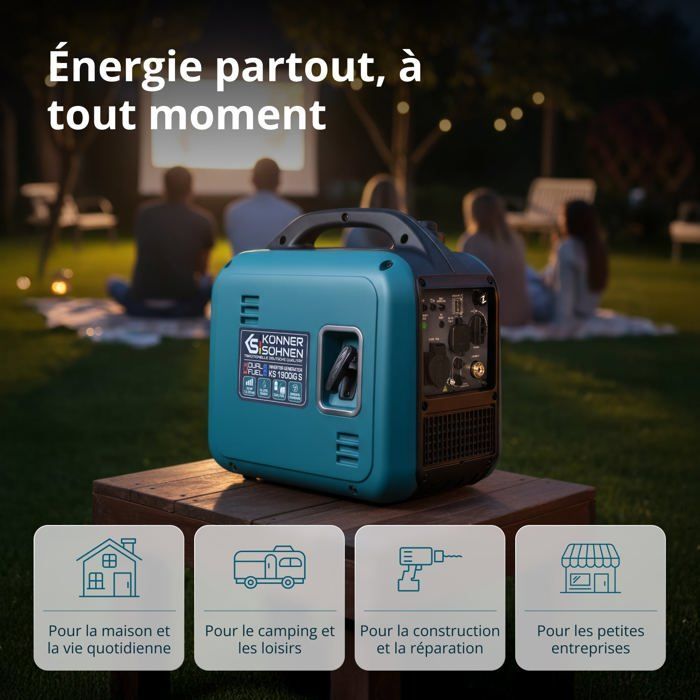 Inversor (gas/esencial) 2,0 kW Könner & Söhnen KS 1900iG S Eco-Mode Portátil