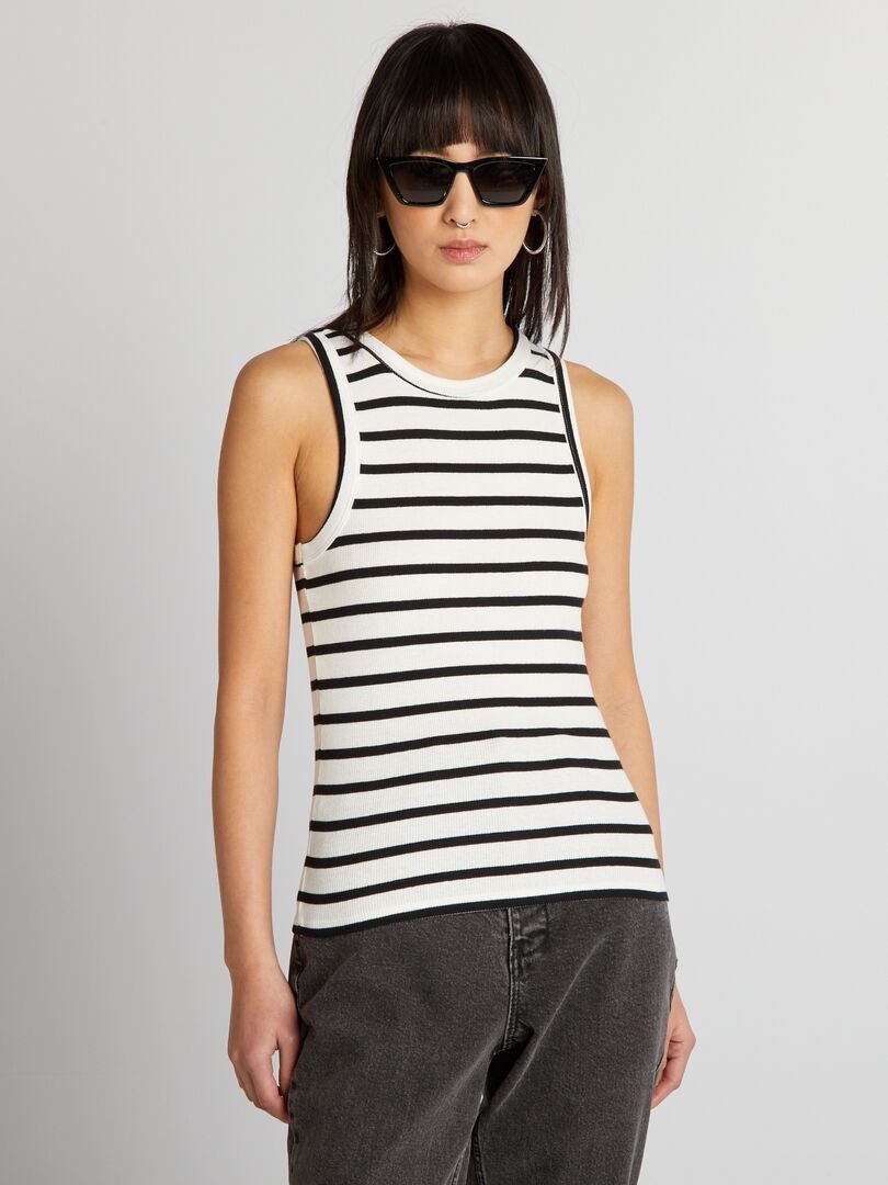 Regata canelada com decote halter - BRANCA