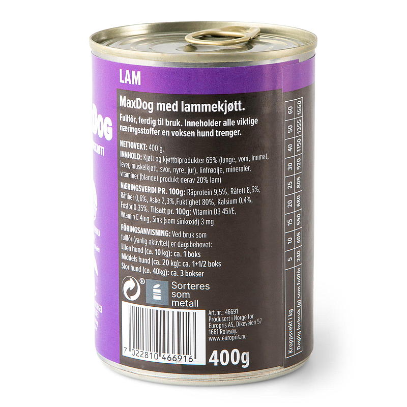 Cibo per cani MaxDog 400 g agnello MaxDog