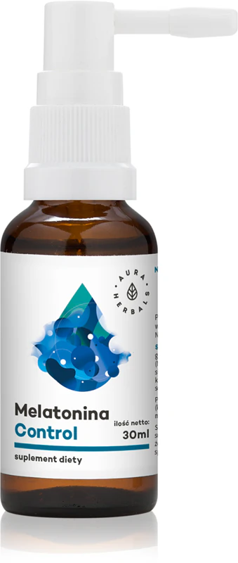 Aura Herbals Melatonine Control + citroenmelisse voedingssupplementspray voor een betere slaap en herstel.