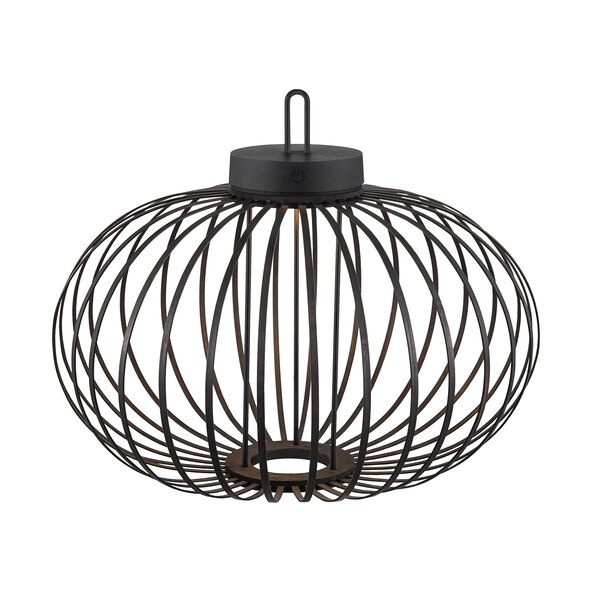 Lampă de masă și de podea Korga LED cu baterii, neagră, ⌀ 46 cm