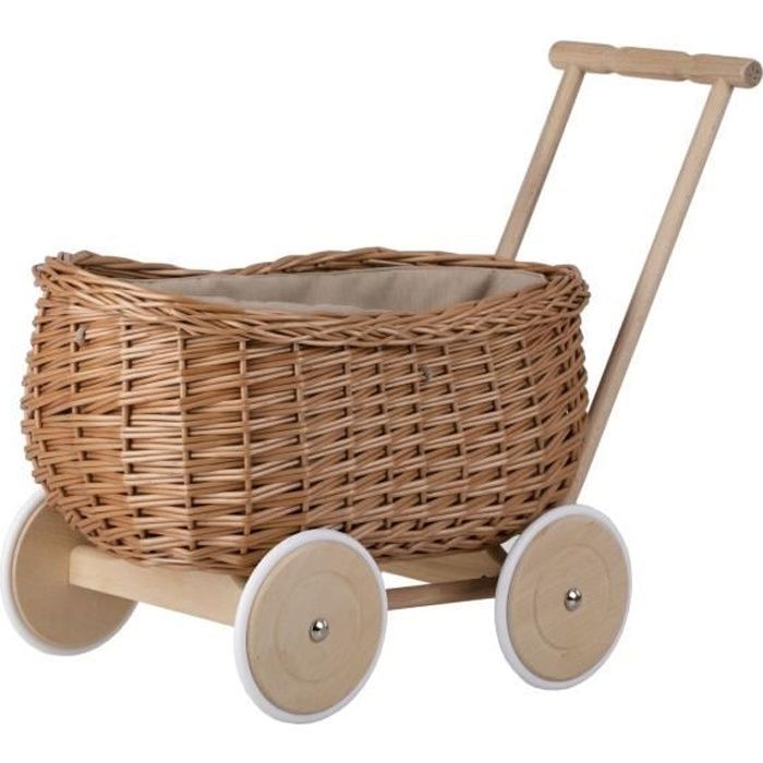 Toy - Natural Wicker Walker with Wooden Wheels - Ages 3+ - Sturdy and Stable