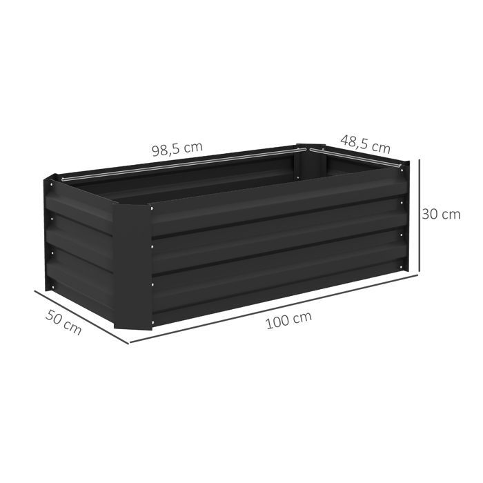 Raised garden beds - Outsunny - set of 2 corrugated steel garden beds for fruits and herbs - steel - 100x50x30cm - black