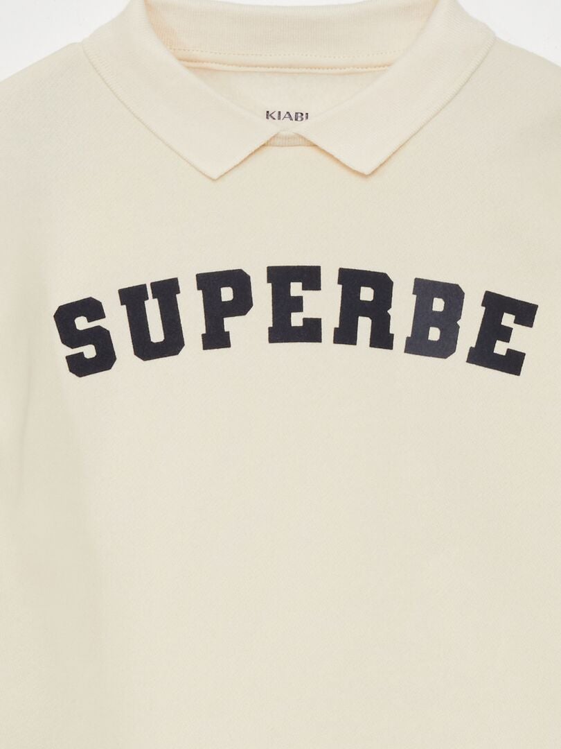 2-in-1 bedrukte sweatshirtjurk - WIT