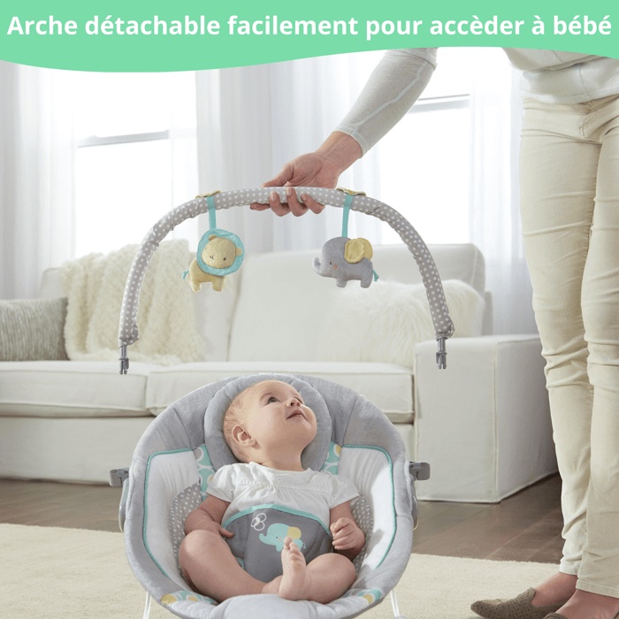 Sdraietta per neonati INGENUITY - Morrison - Arco con giochi interattivi rimovibili, 8 melodie, vibrazioni rilassanti, regalo per neonati