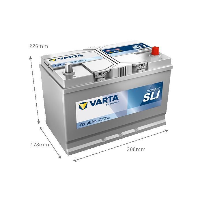 (+Batería de coche VARTA G7 derecha) 12V 95AH 830A