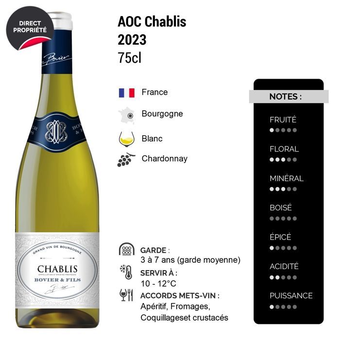 Bovier et Fils Chablis 2023 - Weißer Burgunderwein (6x75cl)